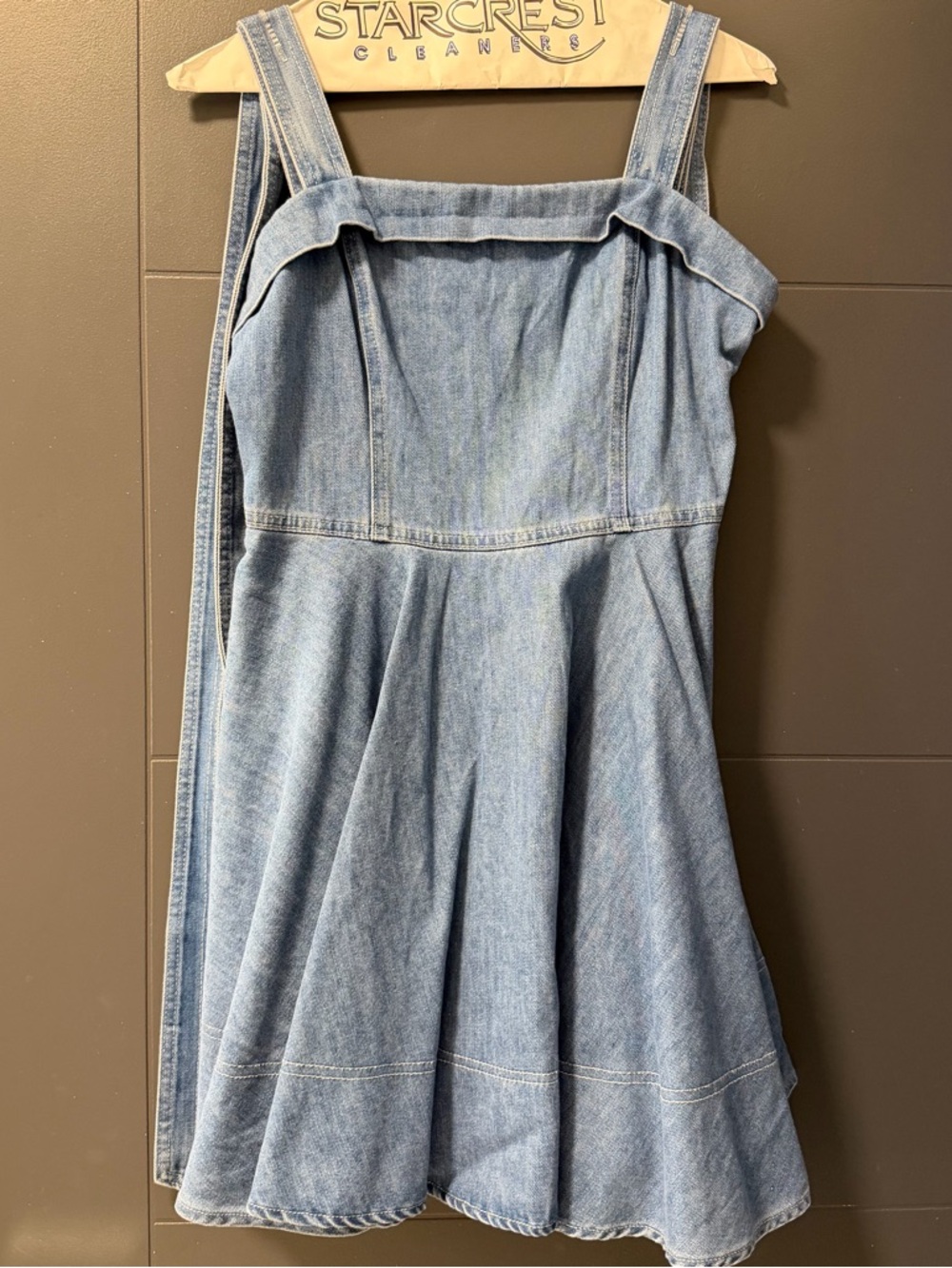 Denim A-Line Dress With Bow Tie Straps